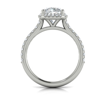 Diamond Halo Engagement Ring in 14K White Gold