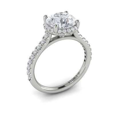 Diamond Halo Engagement Ring in 14K White Gold