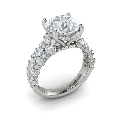 Diamond Graduated Engagement Ring in 14K White Gold