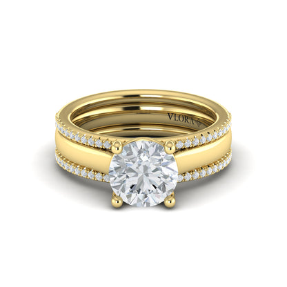 Diamond Triple Band Engagement Ring in 14K Yellow Gold