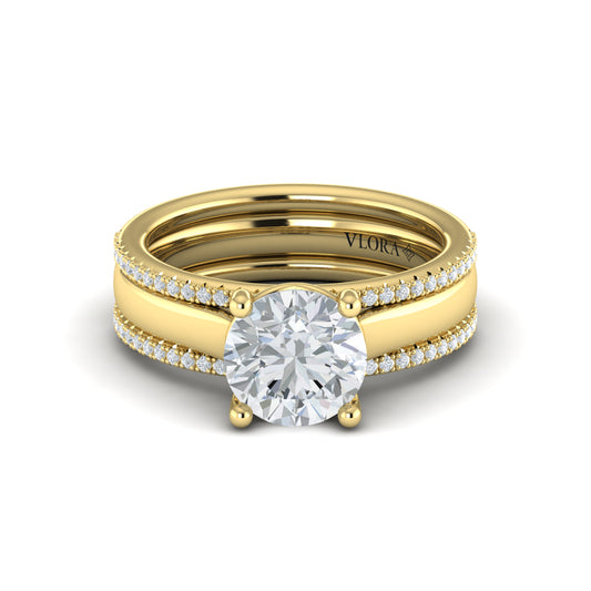 Diamond Triple Band Engagement Ring in 14K Yellow Gold