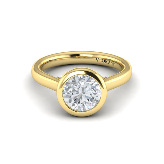 Diamond Bezel Engagement Ring in 14K Yellow Gold