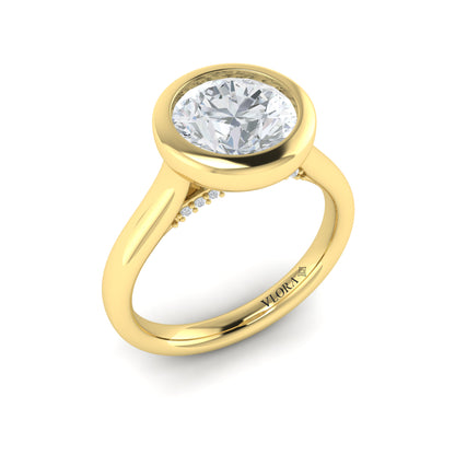 Diamond Bezel Engagement Ring in 14K Yellow Gold