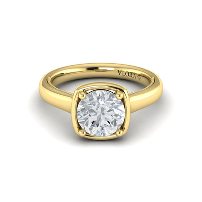 Diamond Frame Bezel Engagement Ring in 14K Yellow Gold
