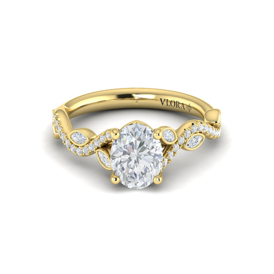 Floral Twist Engagement Ring in 14K Yellow Gold