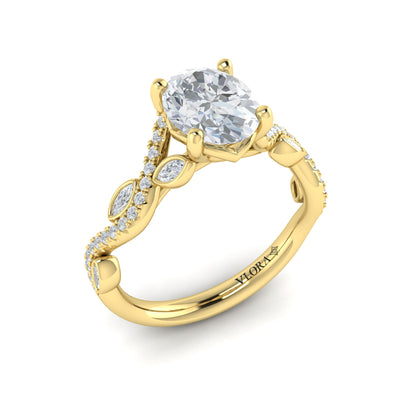 Floral Twist Engagement Ring in 14K Yellow Gold