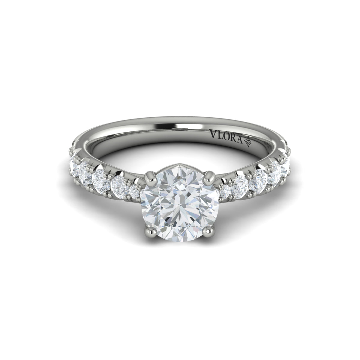 Pinched Diamond Engagement Ring in 14K White Gold