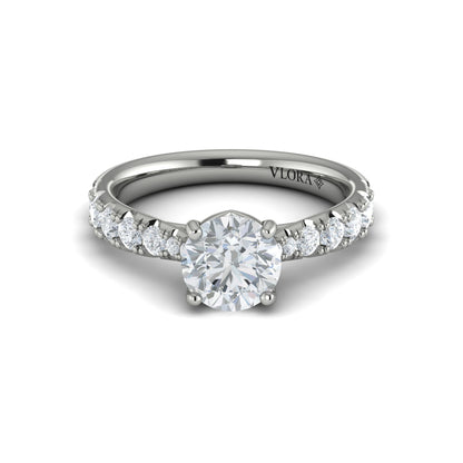 Pinched Diamond Engagement Ring in 14K White Gold