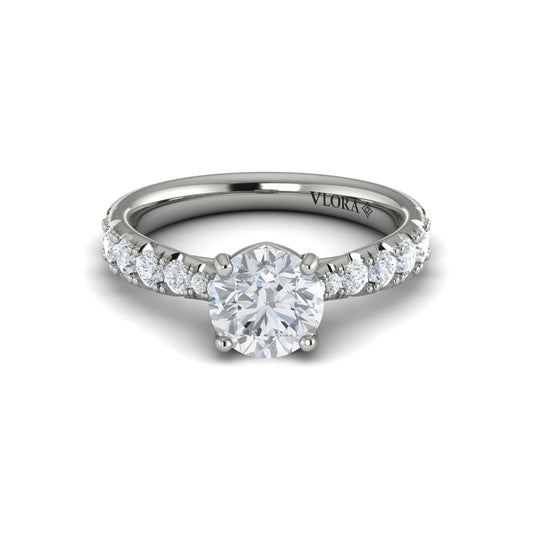 Pinched Diamond Engagement Ring in 14K White Gold