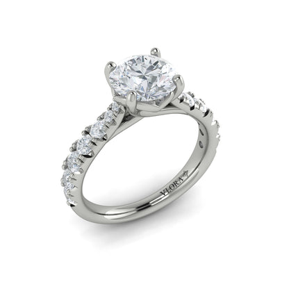 Pinched Diamond Engagement Ring in 14K White Gold