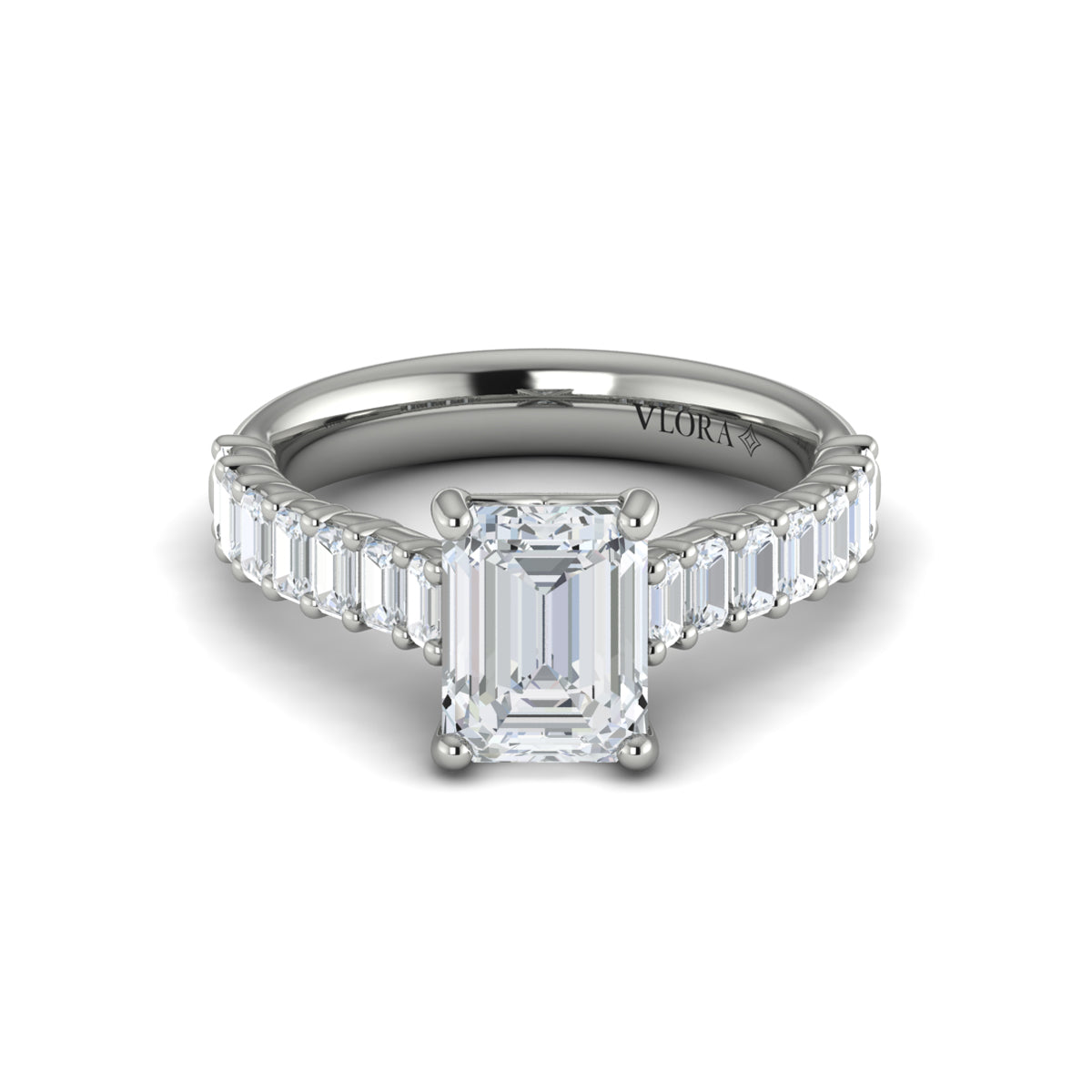 Emerald Cut Engagement Ring in 14K White Gold