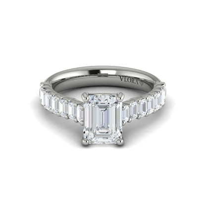 Emerald Cut Engagement Ring in 14K White Gold