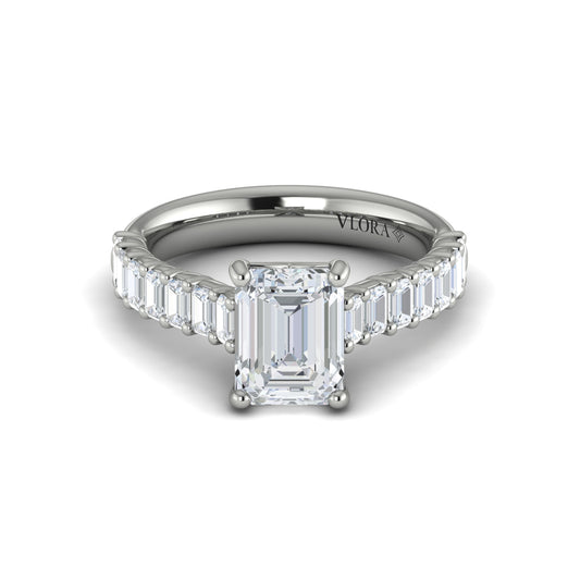 Emerald Cut Engagement Ring in 14K White Gold