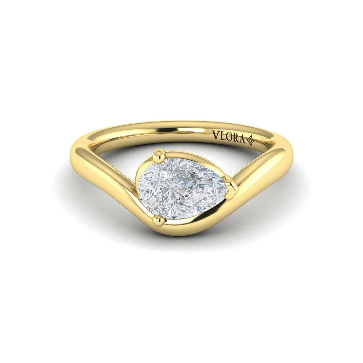 Waved Engagement Ring in 14K Yellow Gold