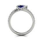 Two Stone Sapphire Bypass Engagement Ring in 14K White Gold