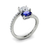 Two Stone Sapphire Bypass Engagement Ring in 14K White Gold