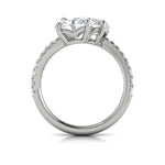 Two Stone Bypass Engagement Ring in 14K White Gold