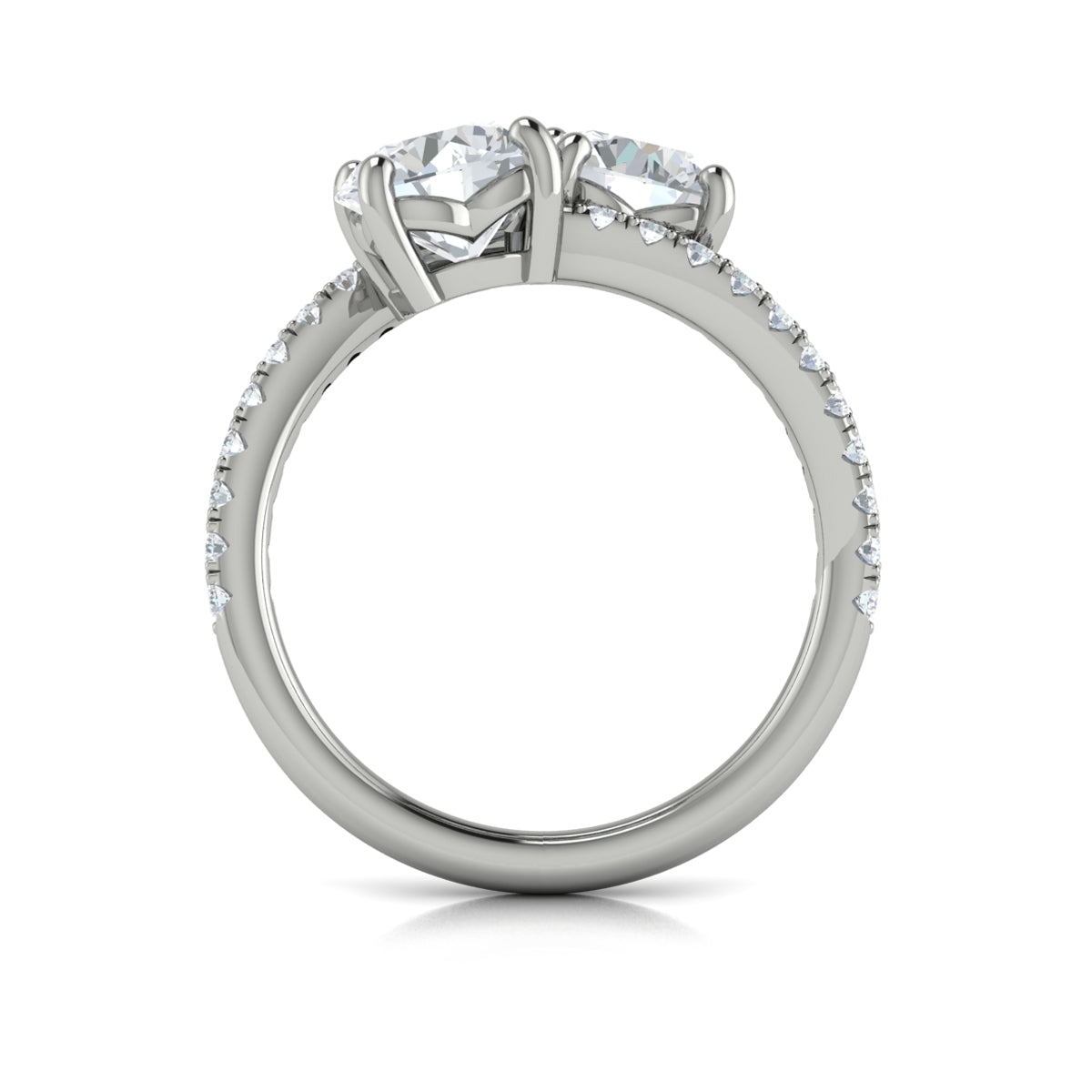 Two Stone Bypass Engagement Ring in 14K White Gold – JG