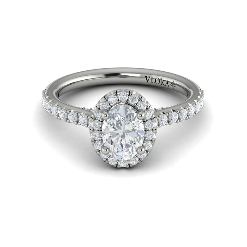 Oval Halo Engagement Ring in 14K White Gold