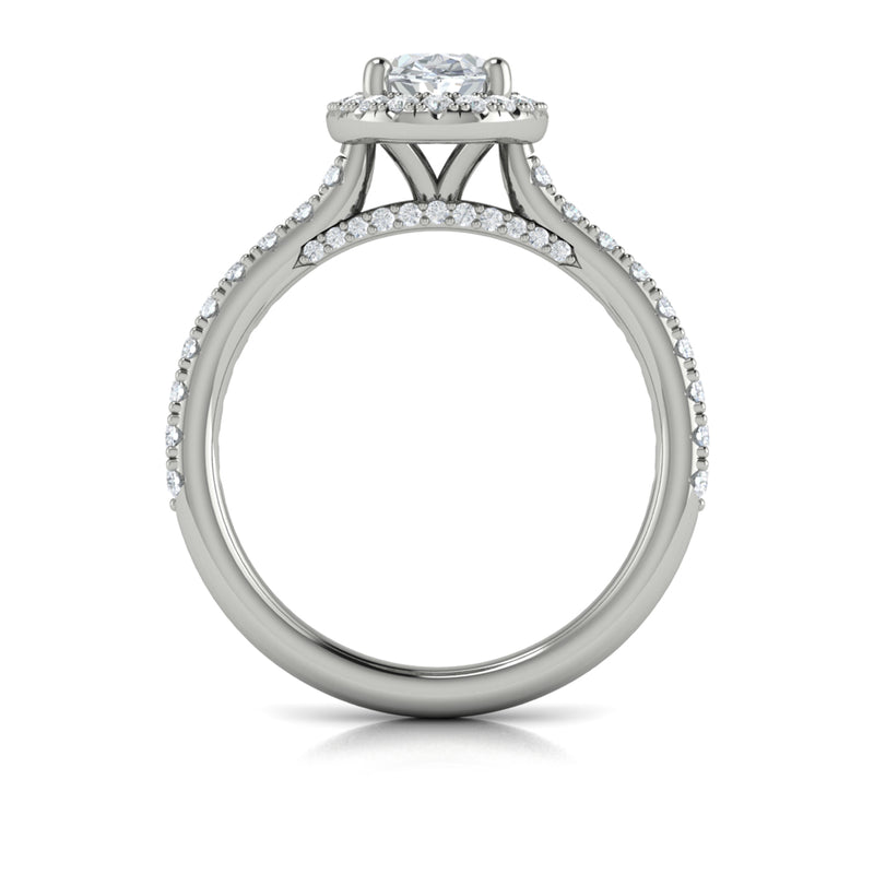 Oval Halo Engagement Ring in 14K White Gold