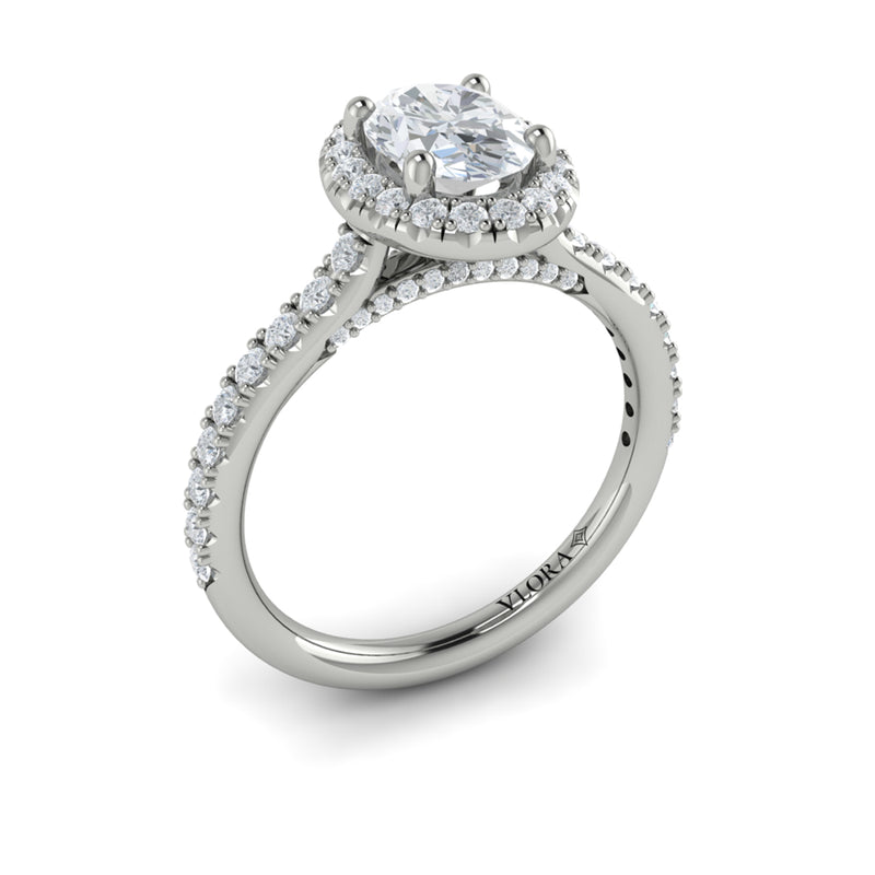 Oval Halo Engagement Ring in 14K White Gold