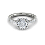 Diamond Square Halo Engagement Ring in 14K White Gold