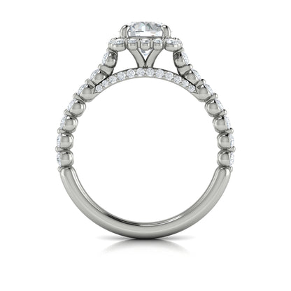 Diamond Square Halo Engagement Ring in 14K White Gold