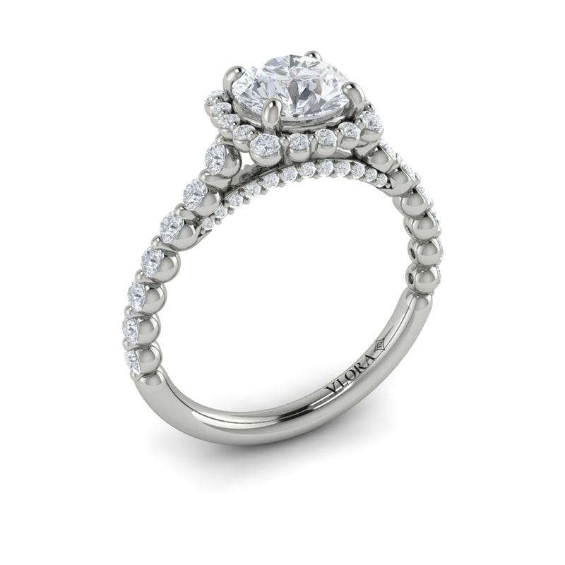 Diamond Square Halo Engagement Ring in 14K White Gold