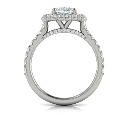 Diamond Oval Halo Engagement Ring in 14K White Gold