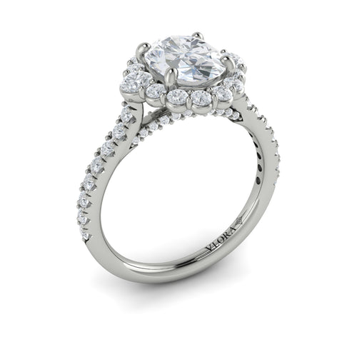 Diamond Oval Halo Engagement Ring in 14K White Gold