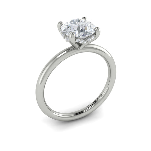 Hidden Halo Engagement Ring in 14K White Gold