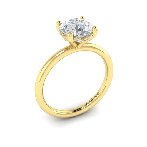 Diamond Hidden Halo Solitaire Engagement Ring in 14K Yellow Gold