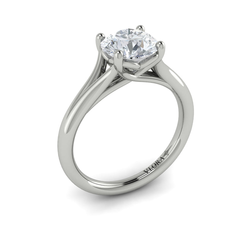 Diamond Split Shank Engagement Ring in 14K White Gold
