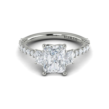 Diamond Three Stone Engagement Ring in 14K White Gold