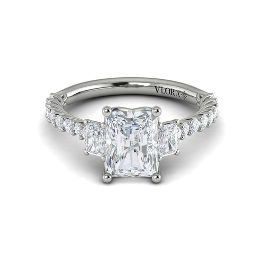 Diamond Three Stone Engagement Ring in 14K White Gold