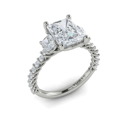 Diamond Three Stone Engagement Ring in 14K White Gold
