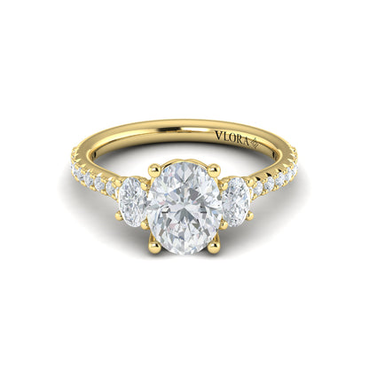 Diamond Three-Stone Engagement Ring in 14K Yellow Gold