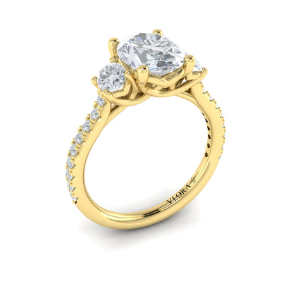 Diamond Three-Stone Engagement Ring in 14K Yellow Gold