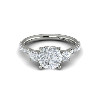 Diamond Three-Stone Engagement Ring in 14K White Gold