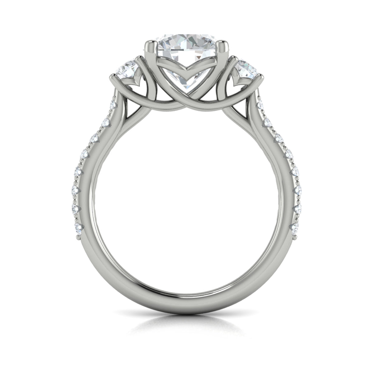Diamond Three-Stone Engagement Ring in 14K White Gold