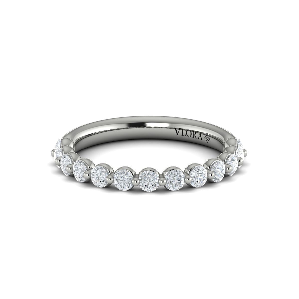 Diamond Single Prong Band in 14K White Gold