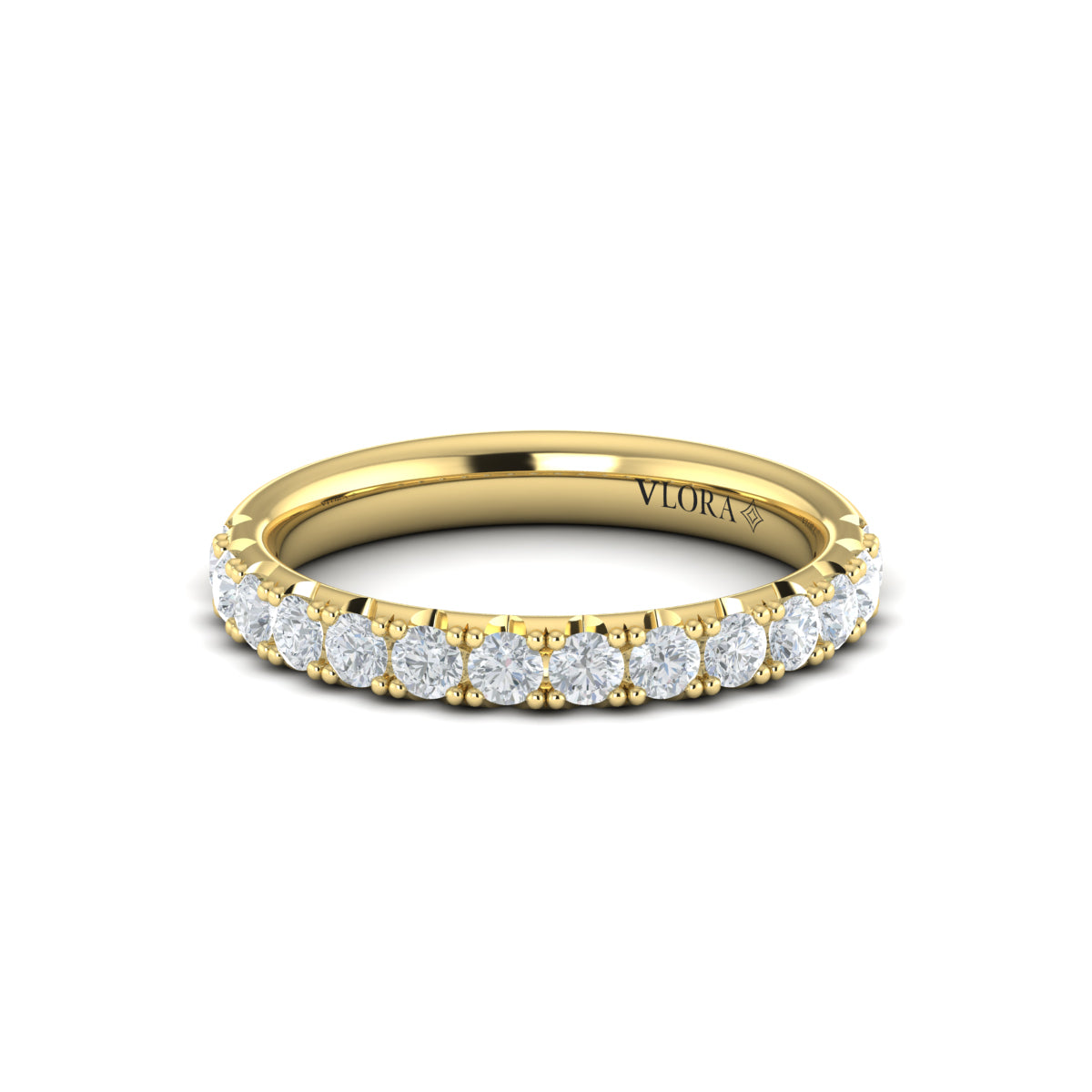 Diamond French Set Band in 14K Yellow Gold