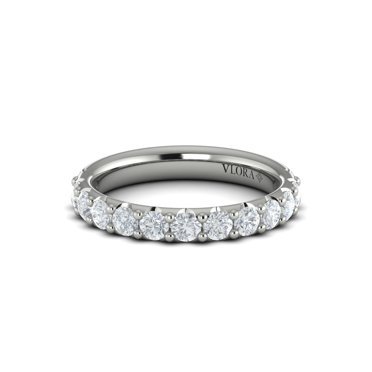 Diamond Classic Prong Wedding Band in 14K White Gold