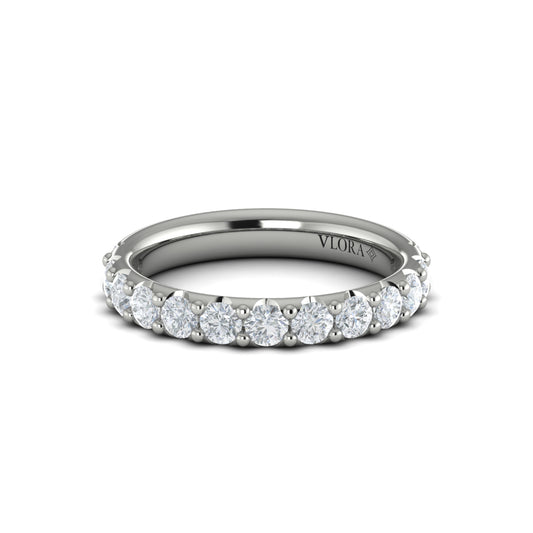 Diamond Classic Prong Wedding Band in 14K White Gold
