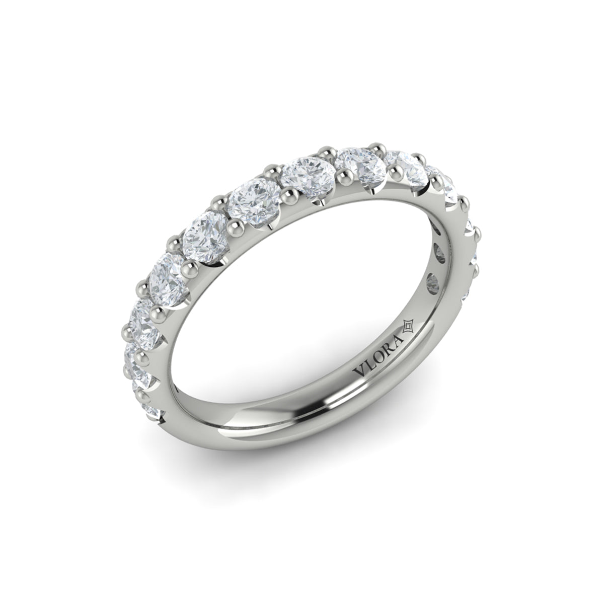 Diamond Classic Prong Wedding Band in 14K White Gold