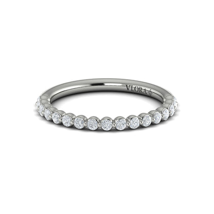 Diamond Single Prong Wedding Band in 14K White Gold