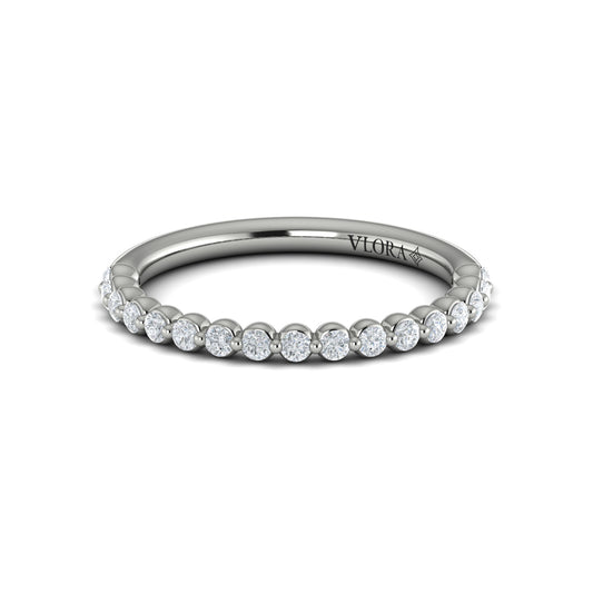 Diamond Single Prong Wedding Band in 14K White Gold