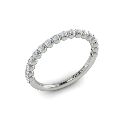 Diamond Single Prong Wedding Band in 14K White Gold
