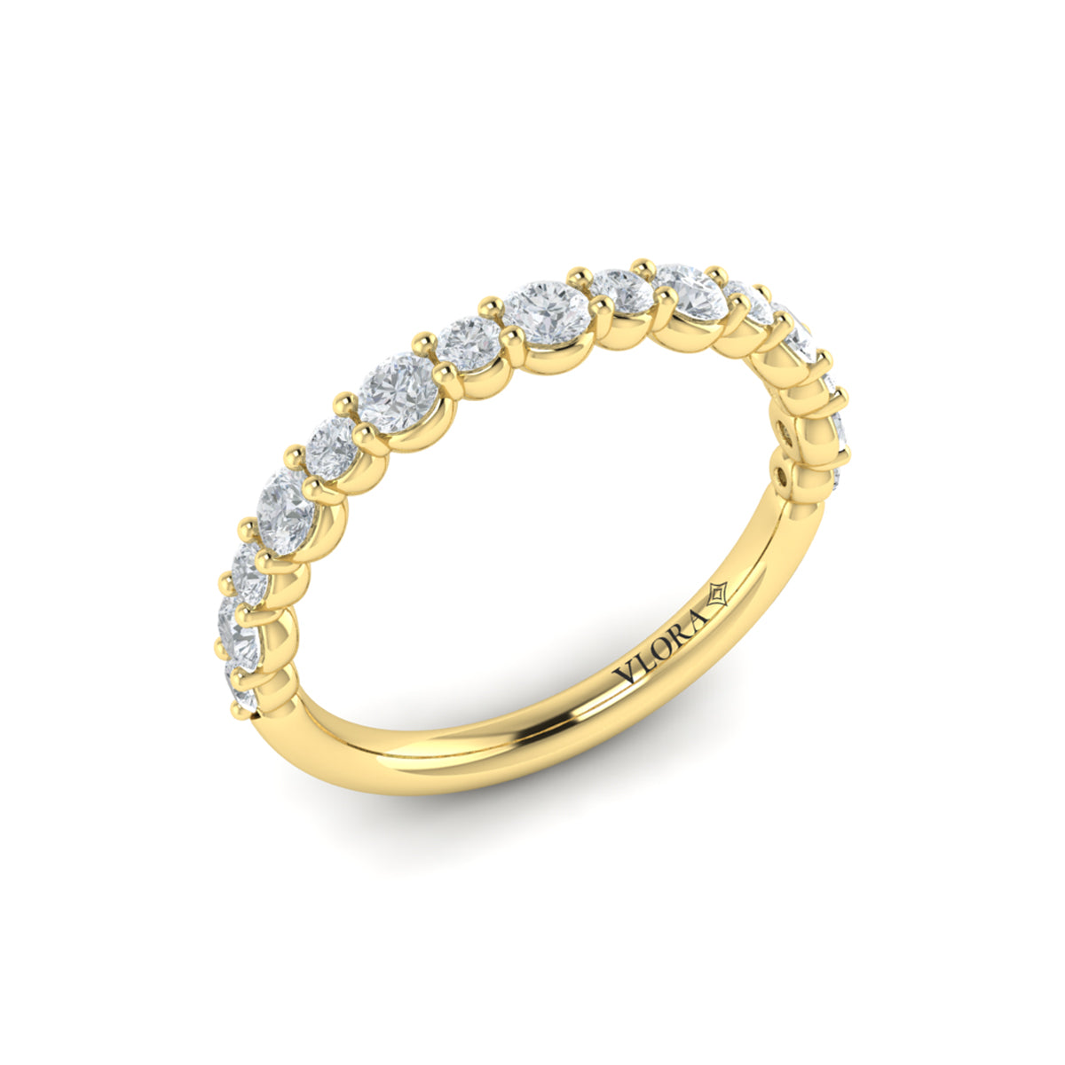 Diamond Graduated Wedding Band in 14K Yellow Gold