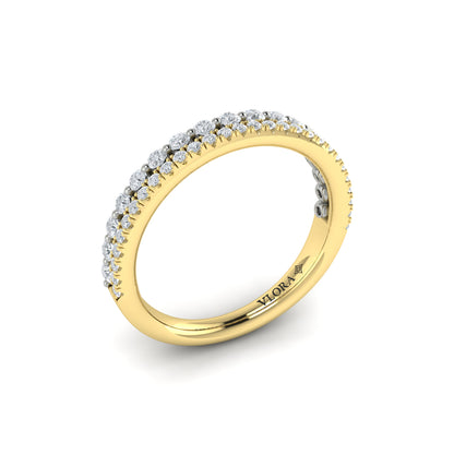 Diamond Two Row Band in 14K Two Tone Gold